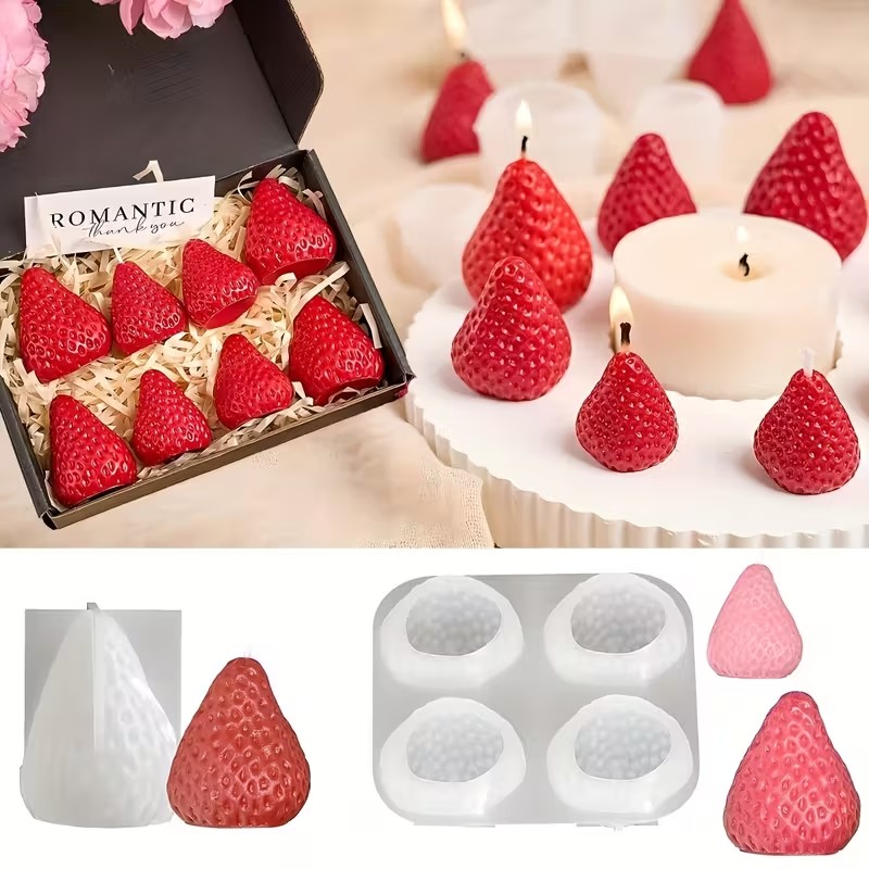 Soap Making Formula - Strawberry Silicone Candle Mold for DIY